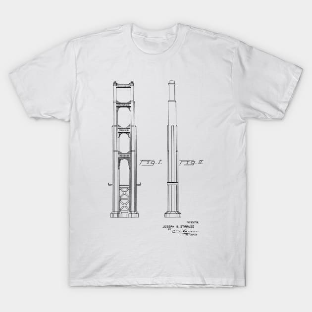 Highway Bridge Pier Vintage Patent Hand Drawing T-Shirt by TheYoungDesigns